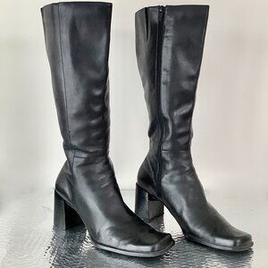 Nine West Tall Fashion Boot Black Leather Sz 8M